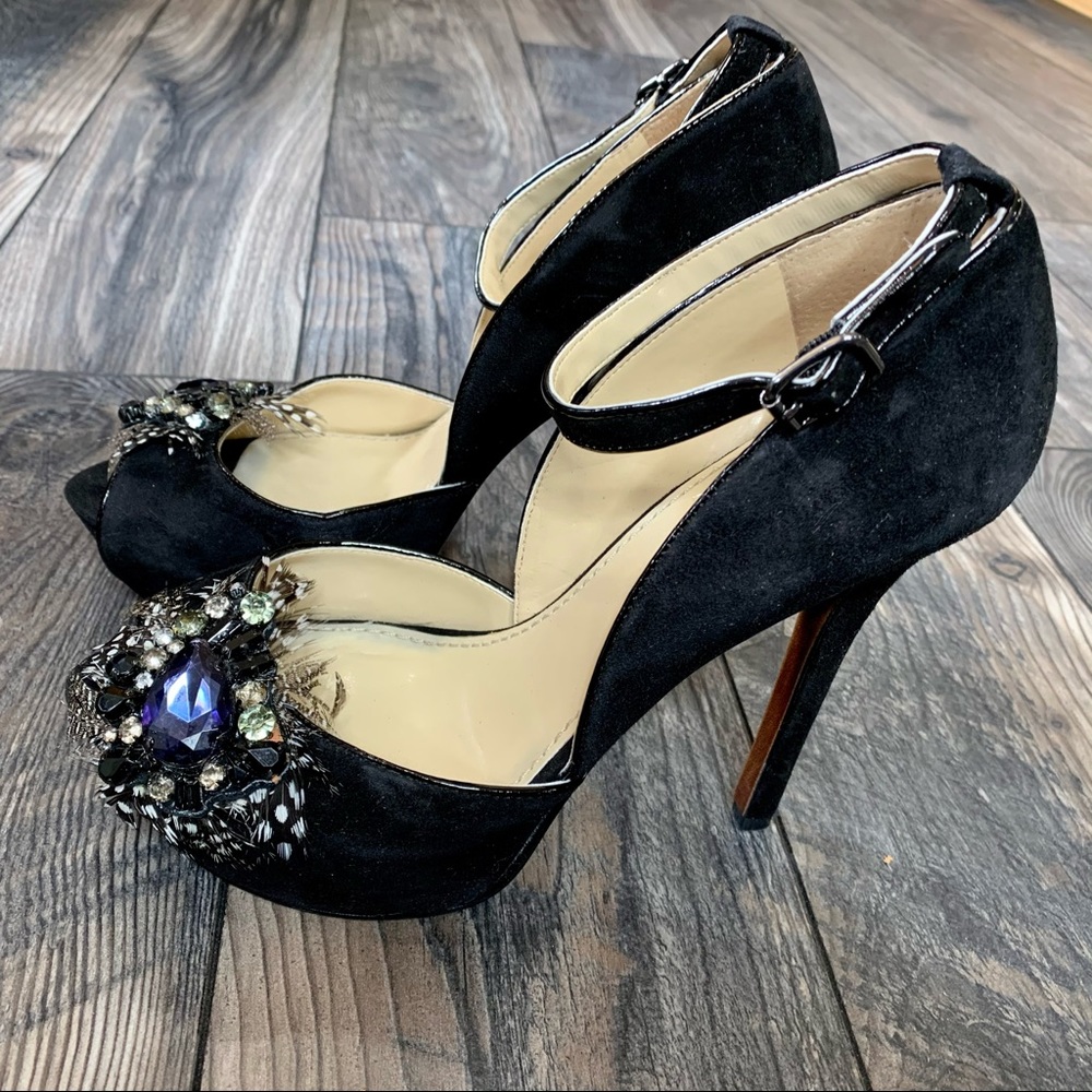 Enzo Angiolini Pumps Sz 8 Black Jewel High Heels - Picture 1 of 3